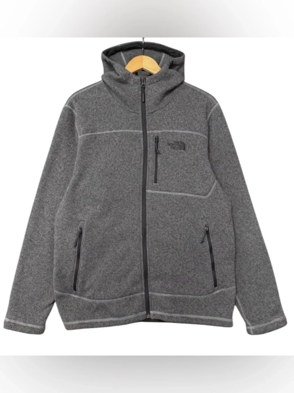 THE NORTH FACE -Men's Dark Gray Hooded Full-Zip Fleece 🧥 jacket